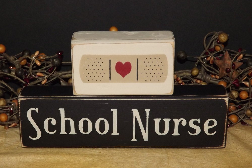 School Nurse primitive wood blocks