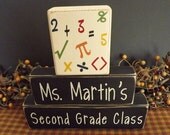 Second Grade Teacher School Custom Name primitive wood blocks