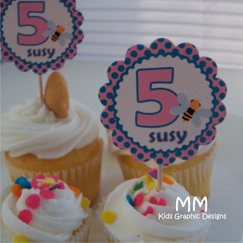 Numbers Theme - 30 Cupcake Toppers - Personalized - Birthday - Baby Shower Il_170x135