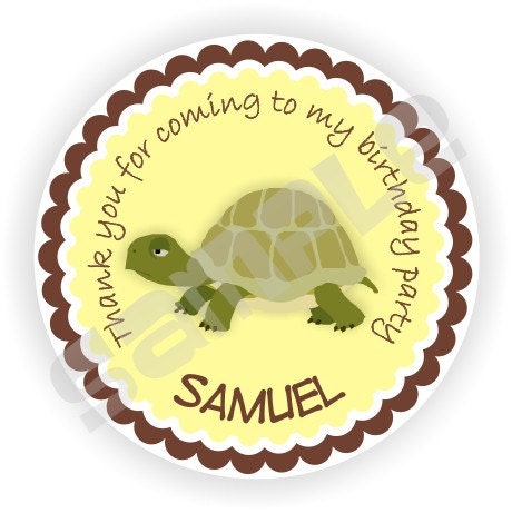 40 Thank You 2 inch circle Stickers or Tags - Birthday - Baby Shower - Envelope Seal - Address Label - Turtle Theme - Personalized Il_570xn