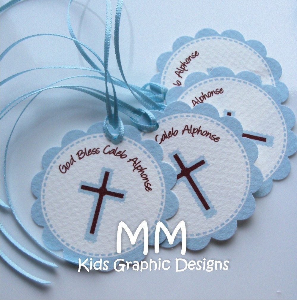 40 Thank You 2inch circle Tags with scalloped edges - Birthday - Baby Shower - Communion - Baptism - Thank You - Personalized Il_570xn