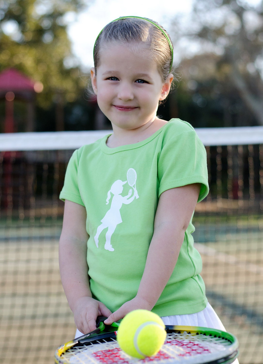 Tennis Pro Nostalgic Graphic Tee in Short Sleeves - Lime with White Free Shipping