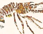 Lobster - "da' Bug" - Gyotaku Rubbing - Limited Edition Print (24" x 12")