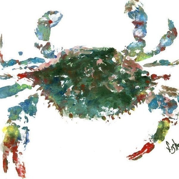 Blue Crab - Gyotaku Fish Rubbing - Limited Edition Print (13 x 13)