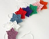 Star Flower Garland Crochet Bunting Floral Banner Yarn Wall Hanging Party Streamer Window Ornament Mantel Fiber Art Flowers Home Décor