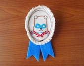 Medal Brooch - Embroidered Superhero Dog