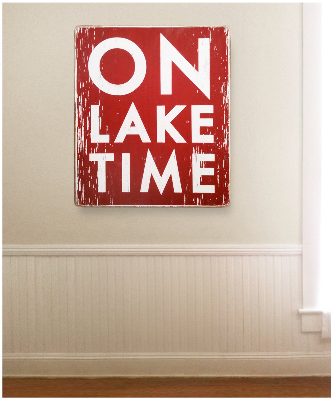 Large Oversized ON LAKE TIME 30 X 34 rustic sign