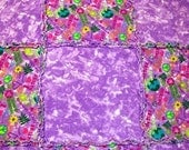 Baby Shaggy Rag Quilt - Purple Flower Power Recycle Save the Earth