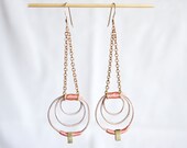 SALE Leather and Brass earrings - Coral peach - doppler