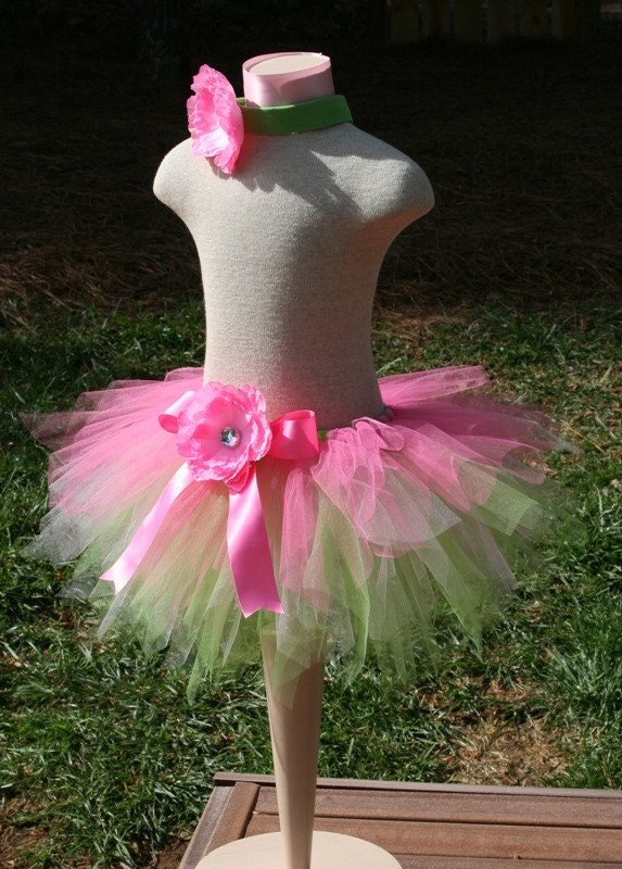 Dazzling Garden Fairy Princess/Tinkerbell Tutu in Hot Pink Layered for your little Blossom Headband Included  Sizes NB-6 Ready to Ship
