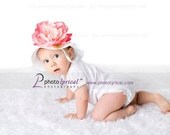 Beautiful White Sun Hat with Detachable Flower Vintage Style Pearl/Rhinestone Center  Sizes Newborn to 4T Ships in 1-2 DAYS