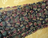 1920s Original Art Deco Trim Embroidered Floral on net perfect for clothing antique supplies