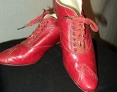 Turn of the Century Ladies Red Shoes Louis Heel Museum collection excellent condition