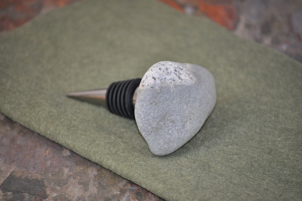 SALE Stone Bottle Stopper - Chrome