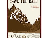 Vintage Mountain Save the Date Card in Fall tones- SAMPLE