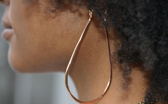 Copper Earrings 2 1/2 Inch Big Hoops - Light Flirty