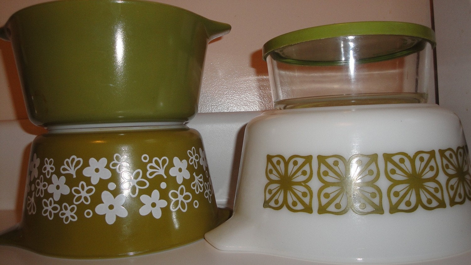 Vintage Pyrex Avocado Mixed lot of Casseroles Dishes