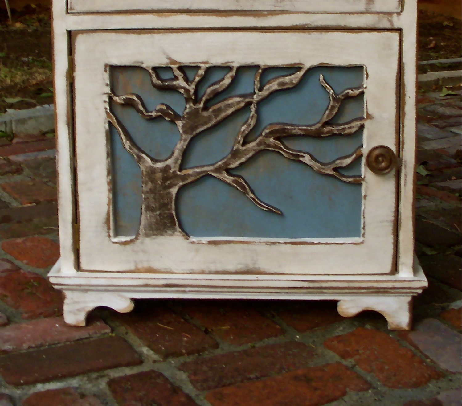 Wood Table - Artistic Furniture - Oak Tree, Lighthouse, Shabby Elegance, Beach Cottage