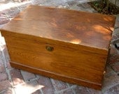 Antique - Vintage Trunk - Wood - Shabby Cottage - Blanket Chest - Coffee Table - Furniture