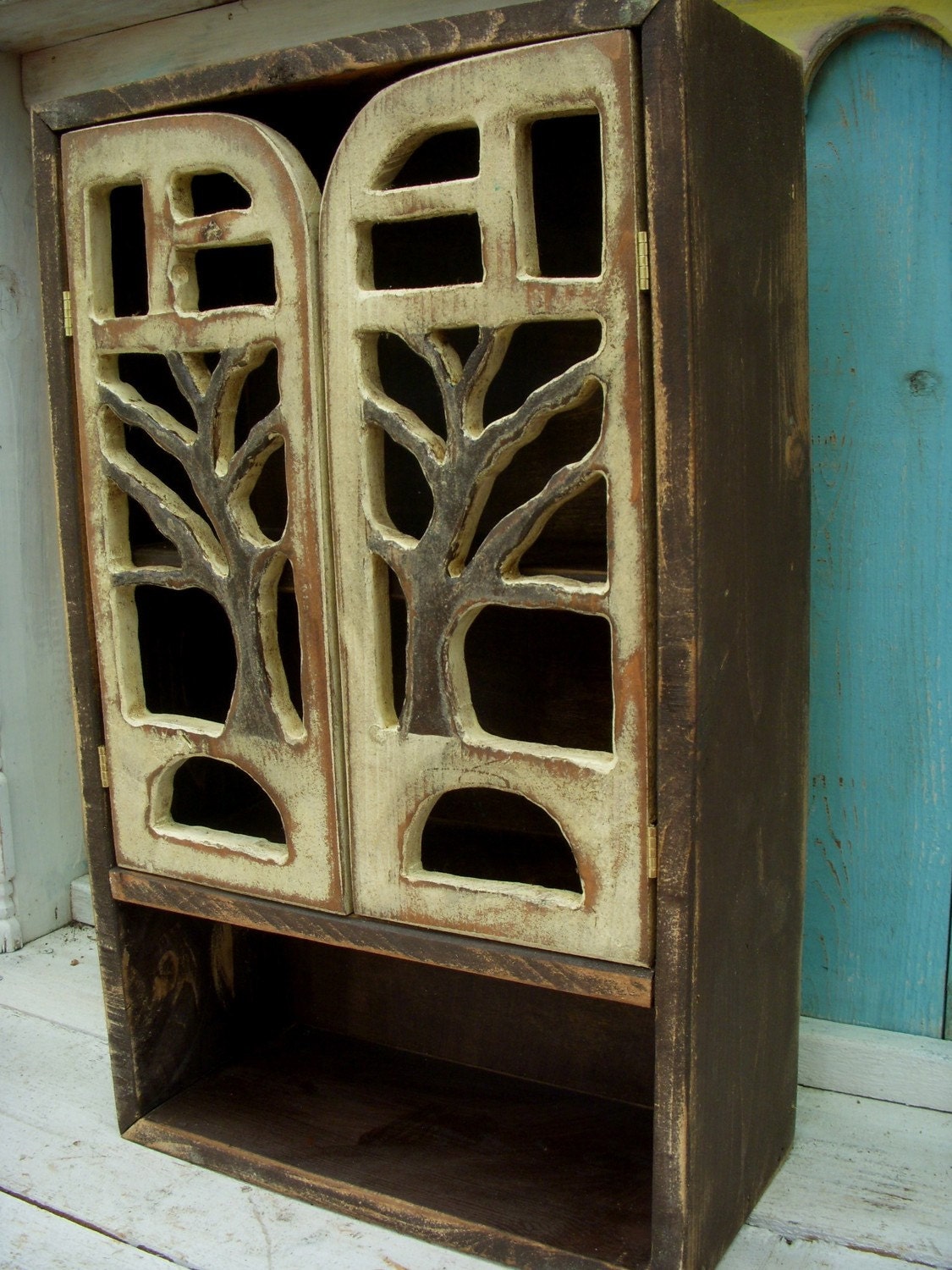 Wall Cabinet Handmade Oak Tree - Woodland Shelf Cabinet