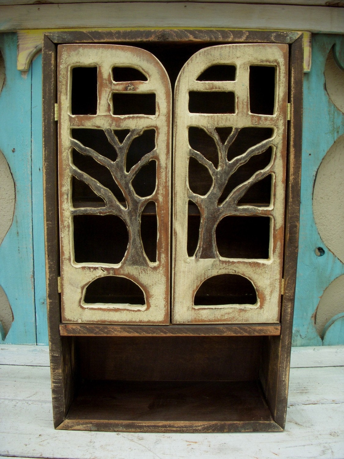 Wall Cabinet Handmade Oak Tree - Woodland Shelf Cabinet