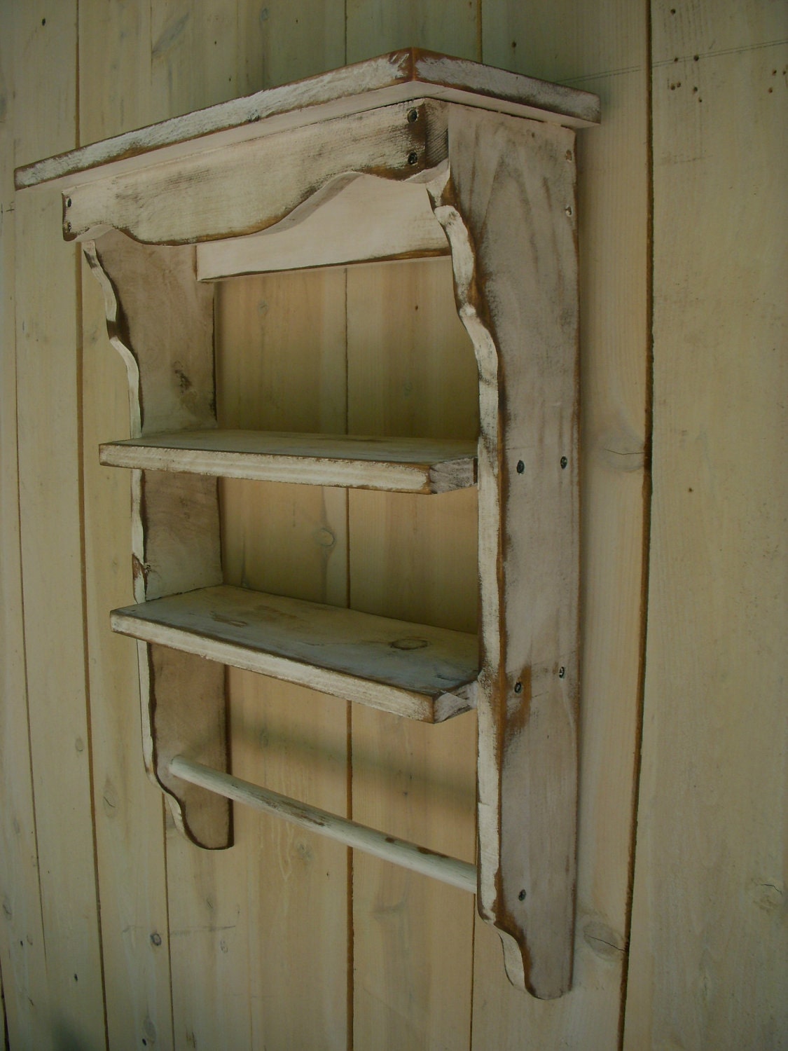 Handmade Shelf Towel Holder - Shabby Beach Cottage - French Country - Paris Apartment