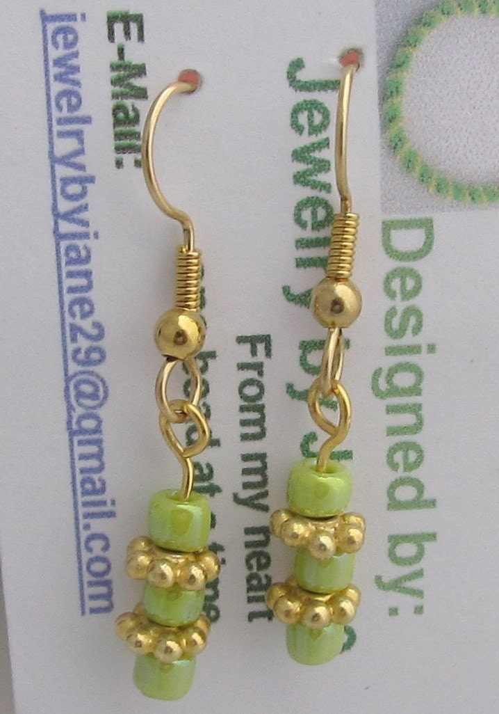 I Love Green Dangle Earrings