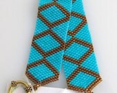 Turquoise and Bronze Seed Bead Peyote Stitch  Bracelet