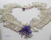 Feathery Tassels Pearl White Seed Beadweave Necklace