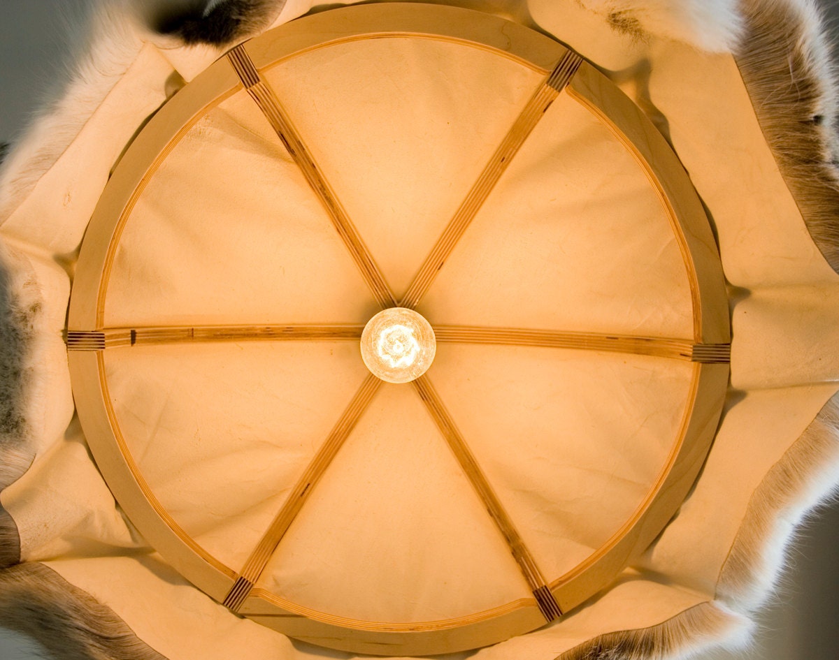 White heat Reindeer and Baltic Birch pendant light