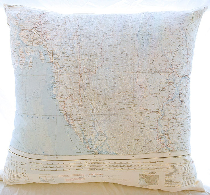 Silk Aviator Map Cushion (Irawaddy-Bay of Bengal)