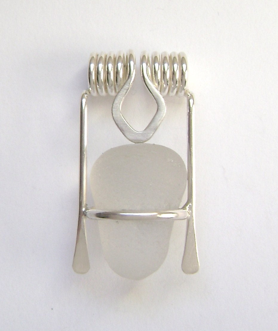 Sea Glass Jewelry - Sterling White Sea Glass Stopper Top Necklace