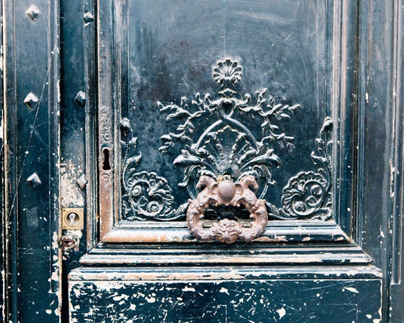 Paris Photography Print, Ornate Parisian Door, Fine Art Paris Photo, Fine Art Print - Black Door (8x10)
