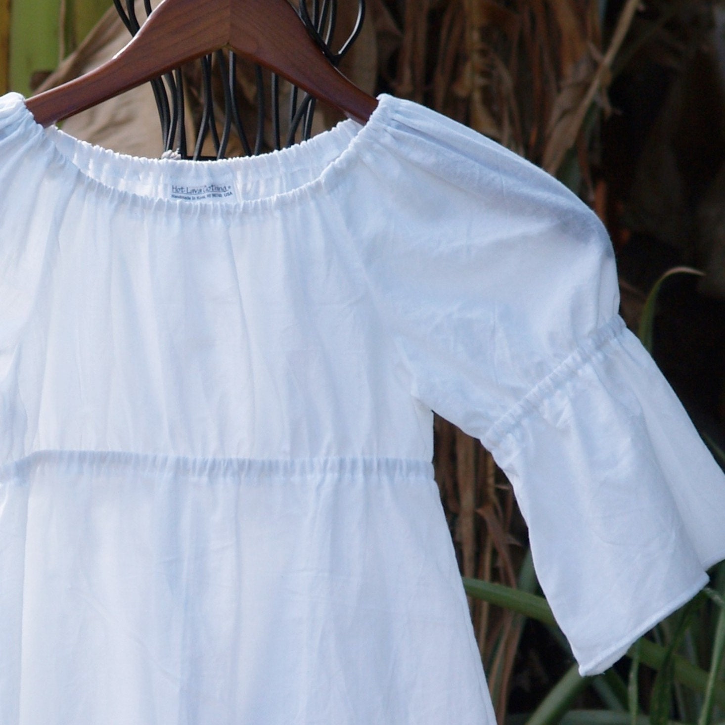 Girls Boutique Peasant Top White Cotton Lawn Tunic Top  6mos to 12            3/4 Sleeve - HotLavaClothing