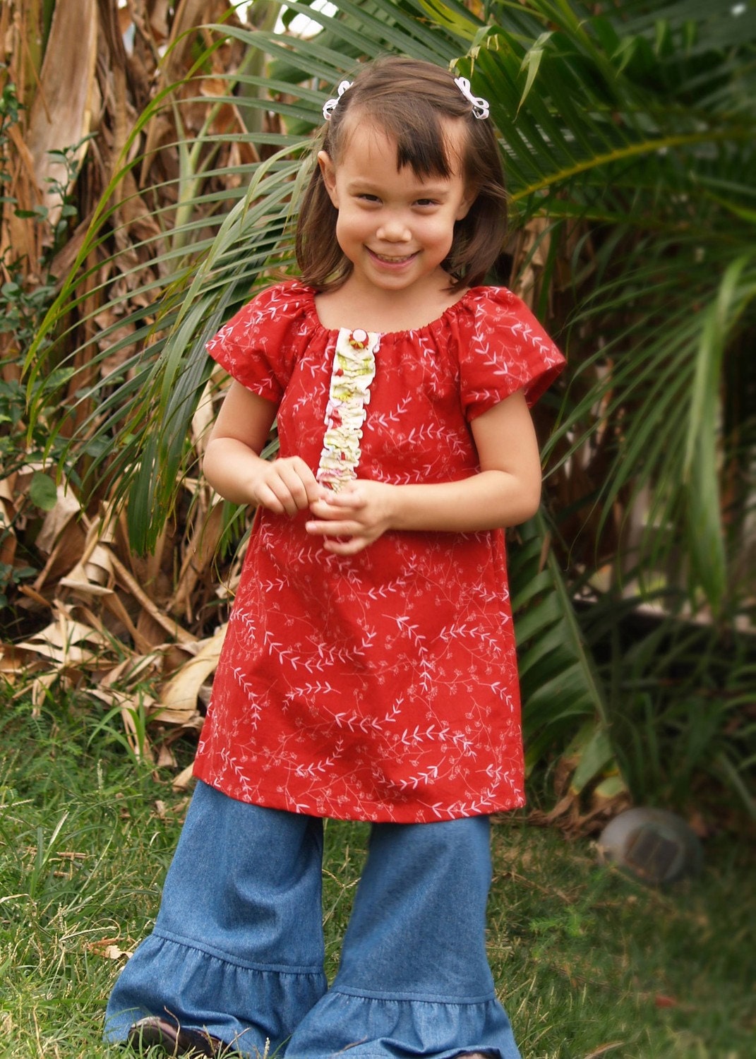 Girls Tunic Peasant Dress Love Birds 6mos to 12