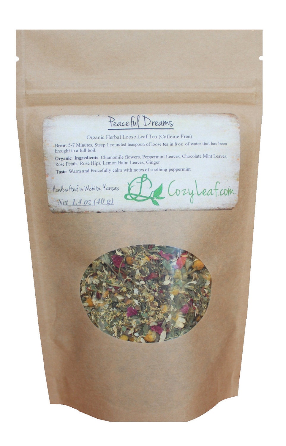 Small  Refill Bag Organic Peaceful Dreams Loose Leaf Tea