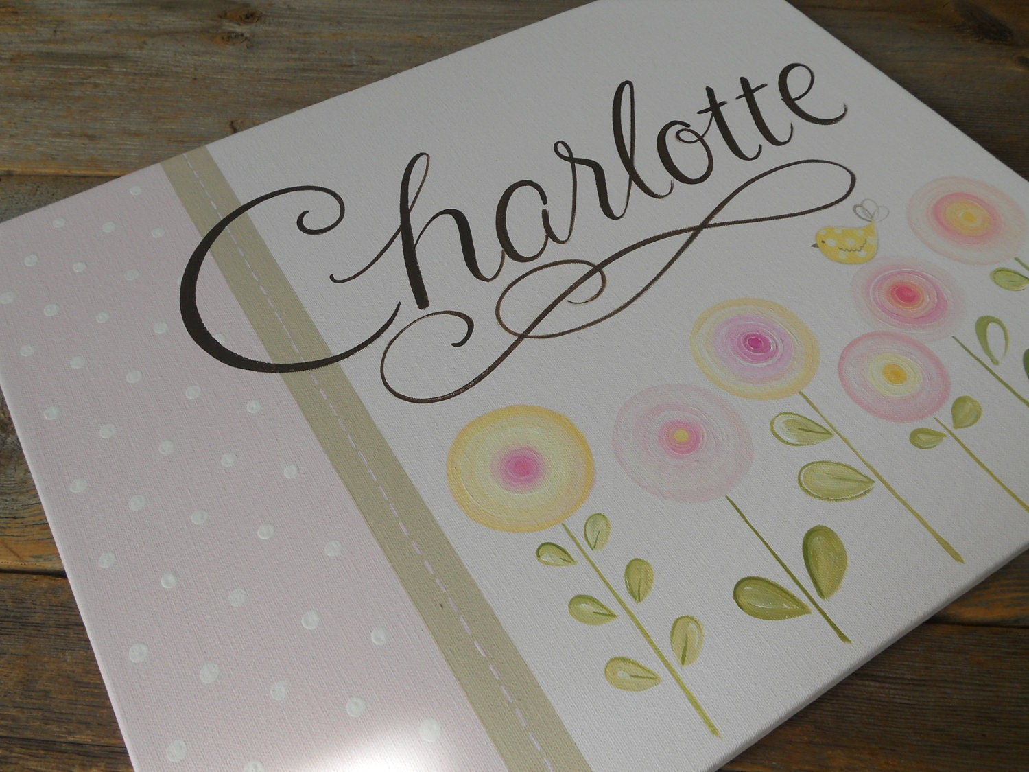 charlotte, posh large, 16x20 hand painted personalized shabby chic collection wall art
