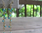 delicate turquoise and gold filled cluster earrings