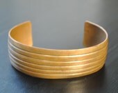 Vintage copper bracelet cuff gorgeous patina ribbed cuff
