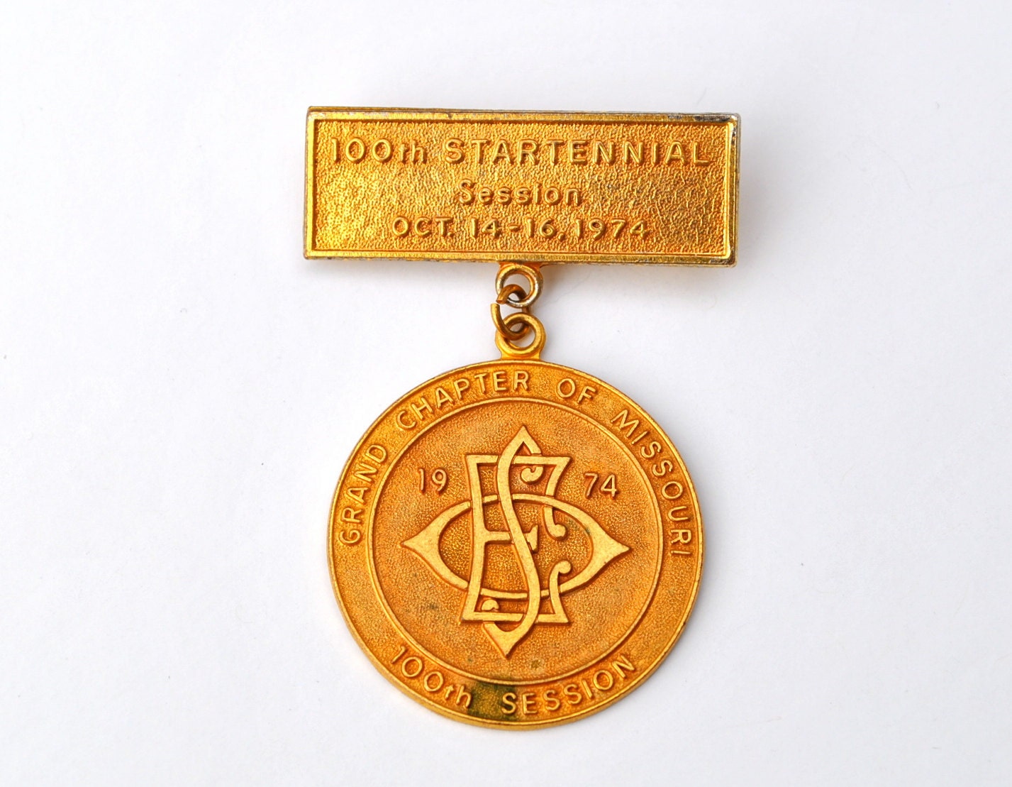Vintage medal Eastern Star 1974 Startennial excellent for steampunk jewelry