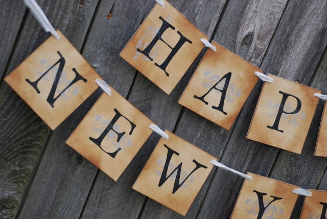 Happy New Year Banner - New Year- Vintage Inspired