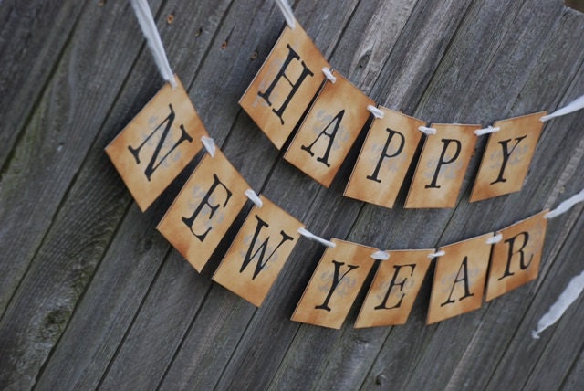 Happy New Year Banner - New Year- Vintage Inspired