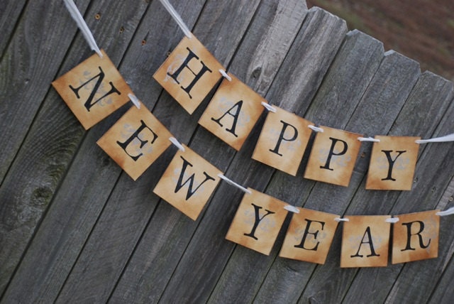 Happy New Year Banner - New Year- Vintage Inspired