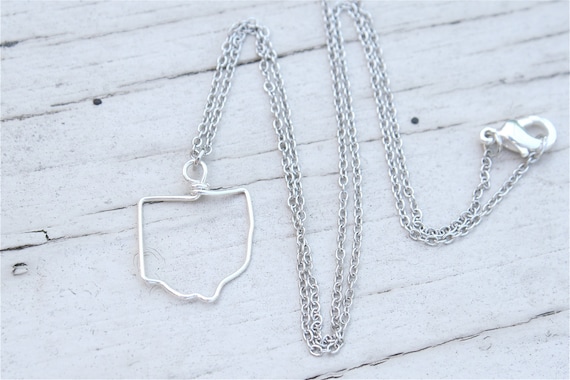 Choose Your State Wire Outline Necklace - Ohio Shown