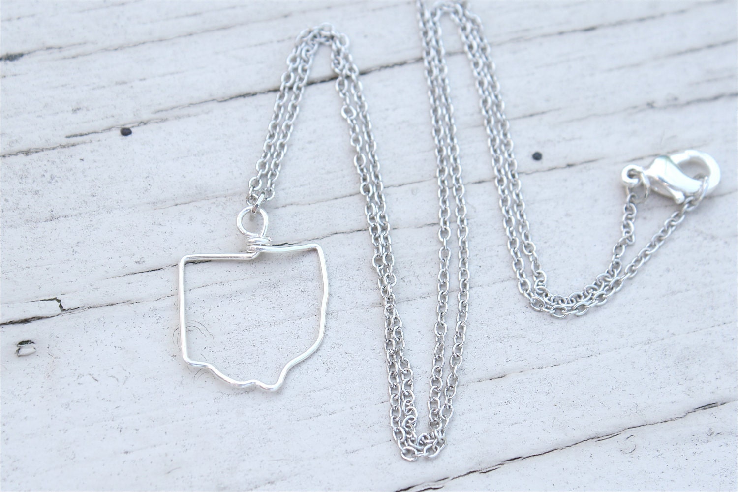 Choose Your State Wire Outline Necklace - Ohio Shown