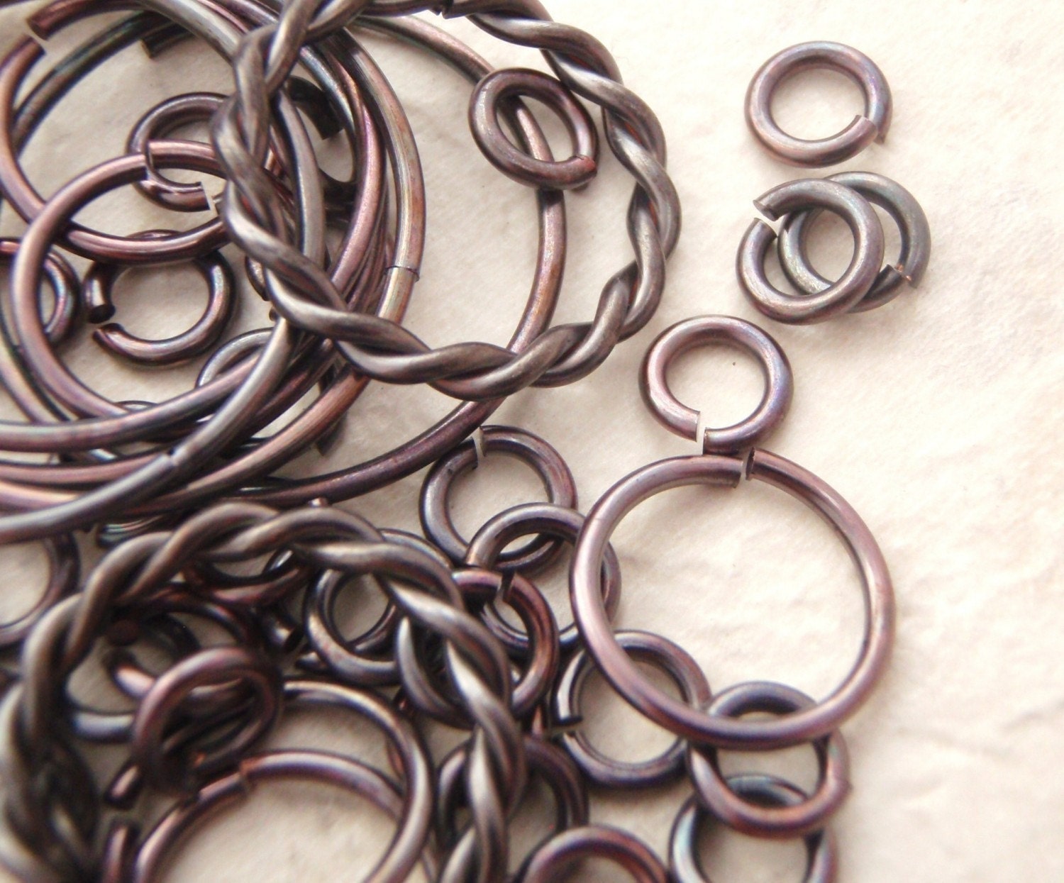 Sample Package  OXIDIZED METAL Jump Rings Quantity 100 - Copper, Brass and Bronze