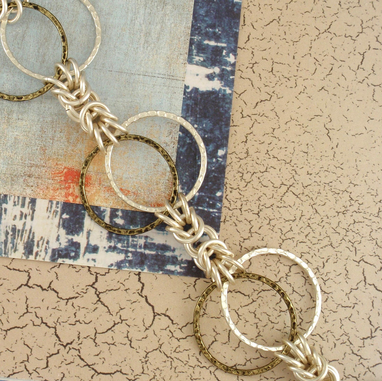 Deluxe Economical Hammered Silver and Antique Gold Bracelet Kit - Uber Byzantine Chainmail - Perfect Starter Kit