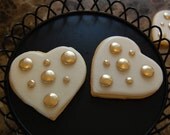 Valentines Day Cookie Hearts with Gold Polkadots - 1 Dozen Il_170x135