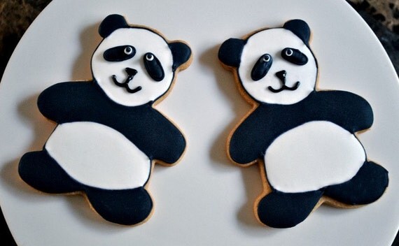 Panda Bear Hand Decorated Sugar Cookies - 1 Dozen