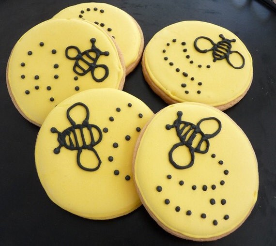 Busy Bee Hand Decorated Iced Sugar Cookies - 1 dozen